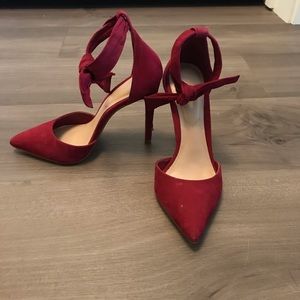 Suede Ankle Tie Heels